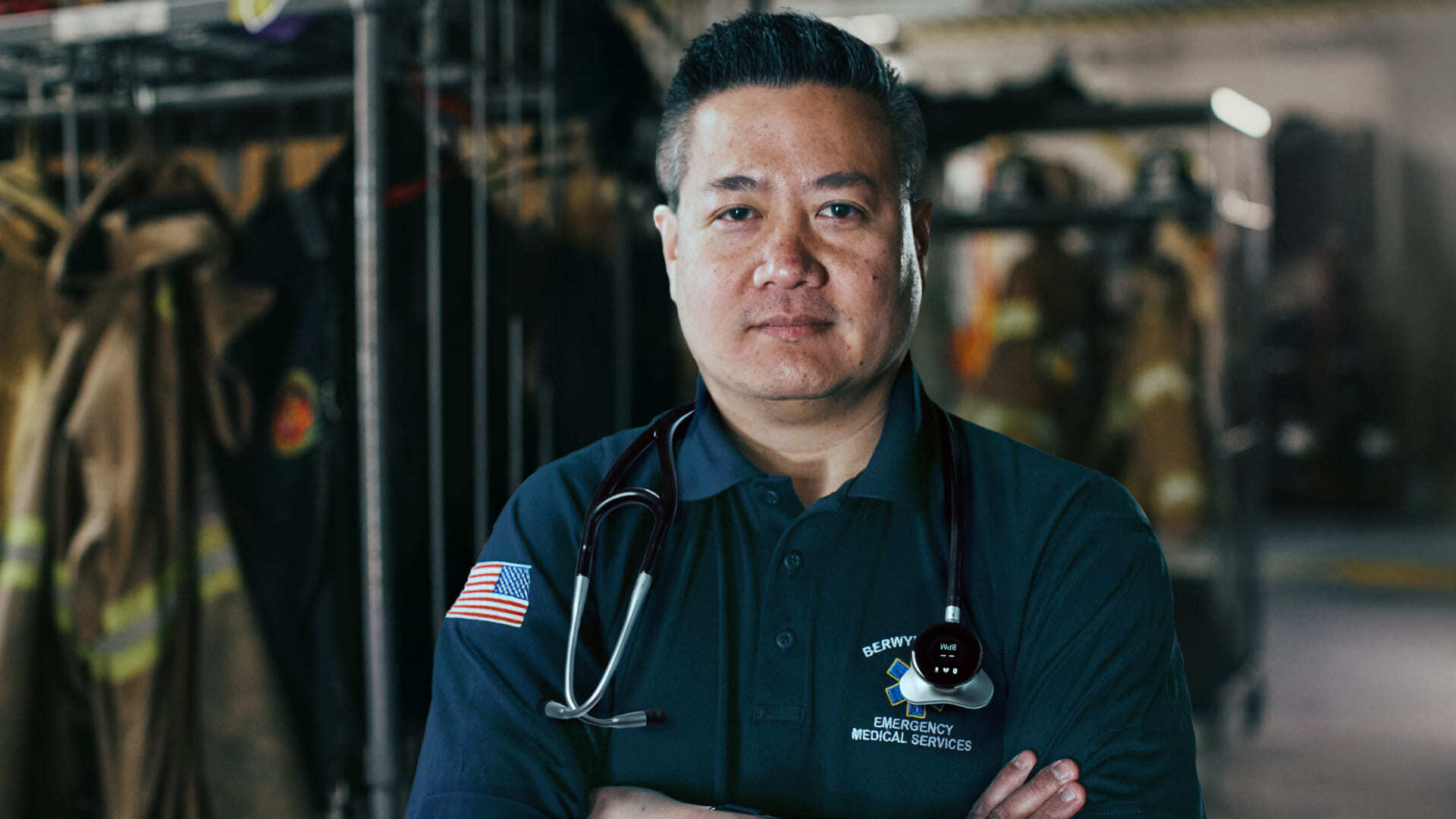Paramedic poses with the Eko CORE 500™ Digital Stethoscope