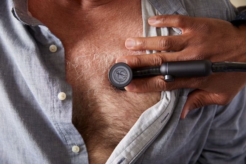 Patient auscultation on male chest