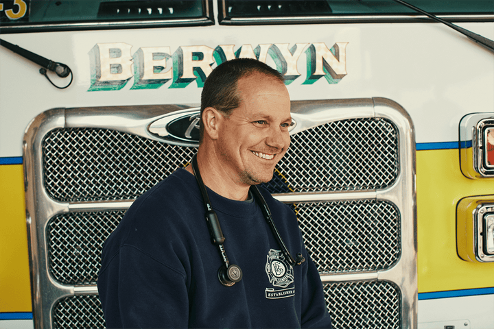 3M Littman CORE on Berwyn firefighter's shoulders